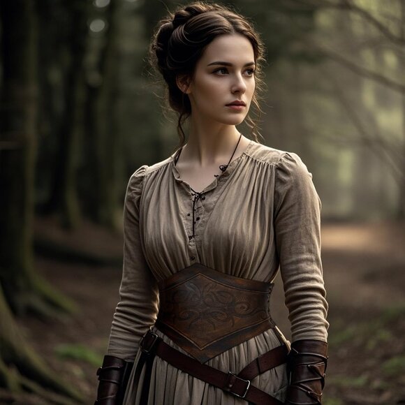 Women Brown Leather Corset Renaissance Belt Medieval Viking Belt Wide Cinch Belt - Picture 2 of 9